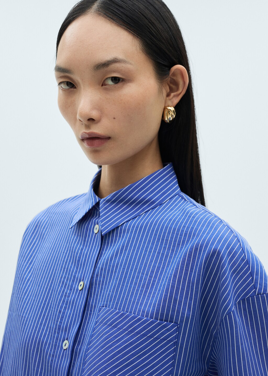 Striped cotton-blend shirt - Red