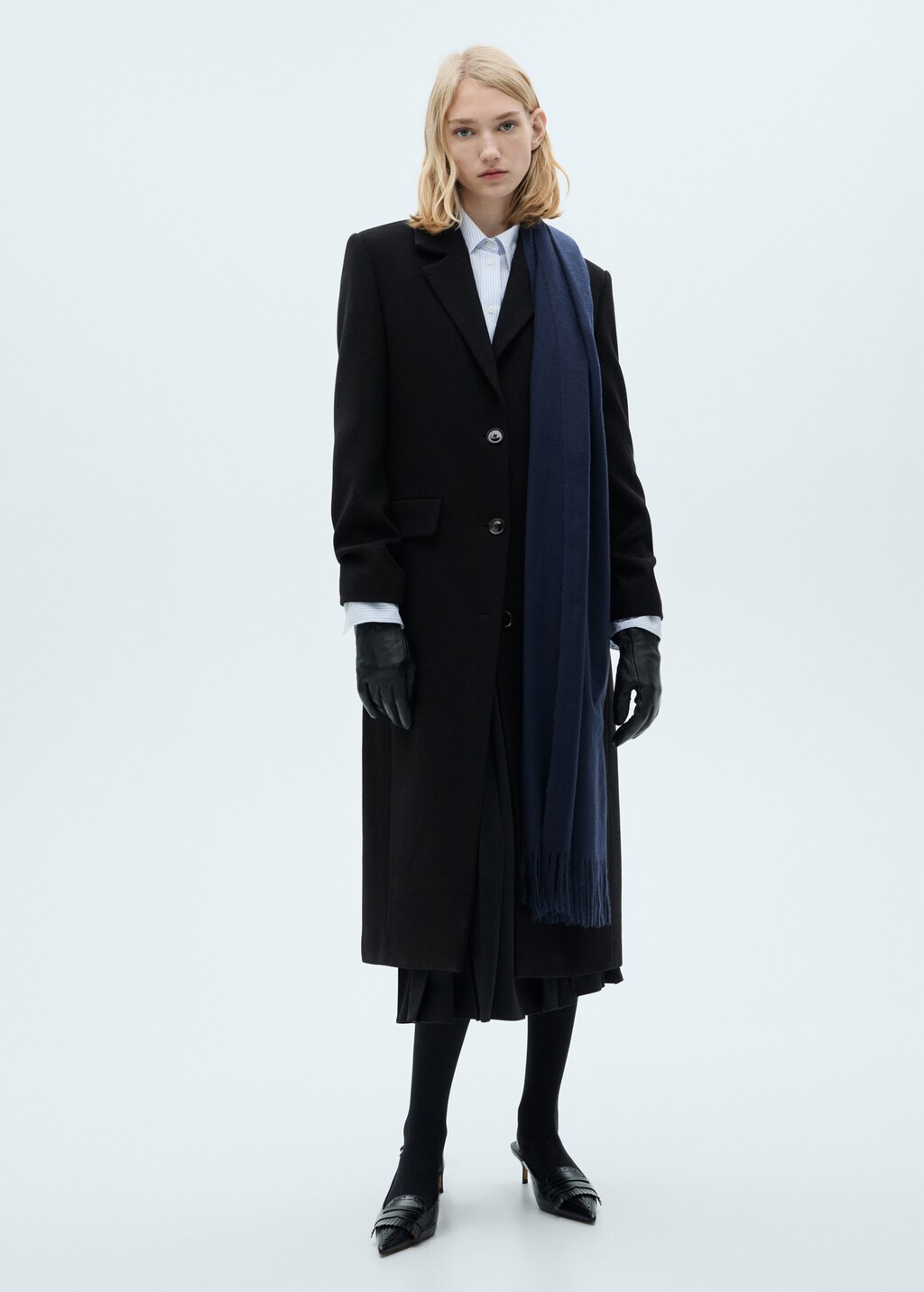 Long structured wool coat - Medium Brown