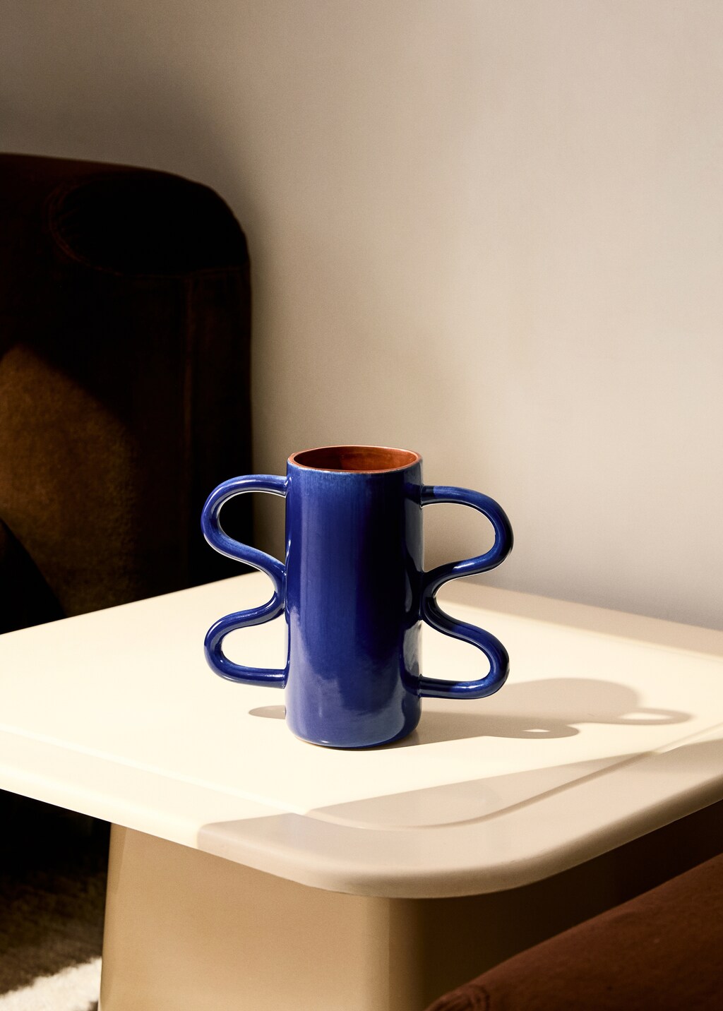 Vase chinaware handles big wave - Lilac