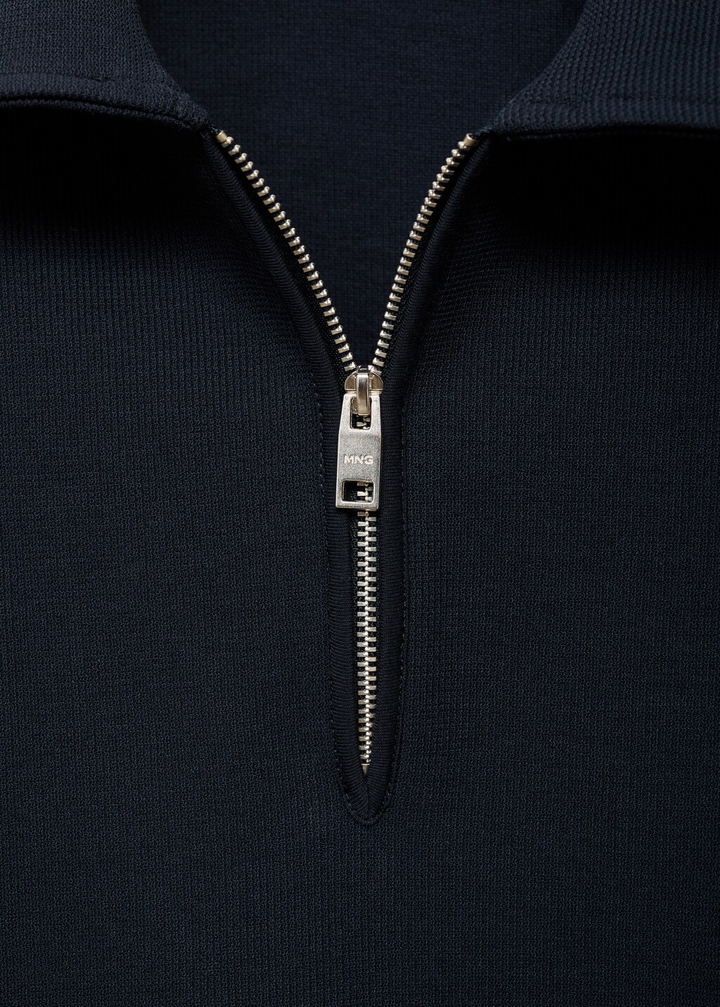 Structured polo shirt with zip collar - Beige