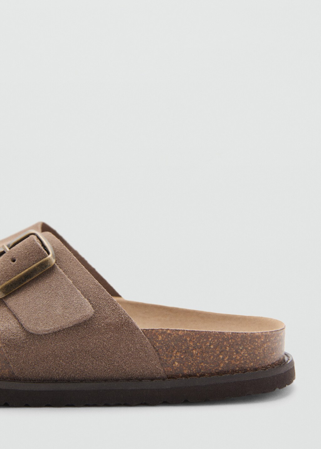 Split leather sandals with buckle - Medium Brown