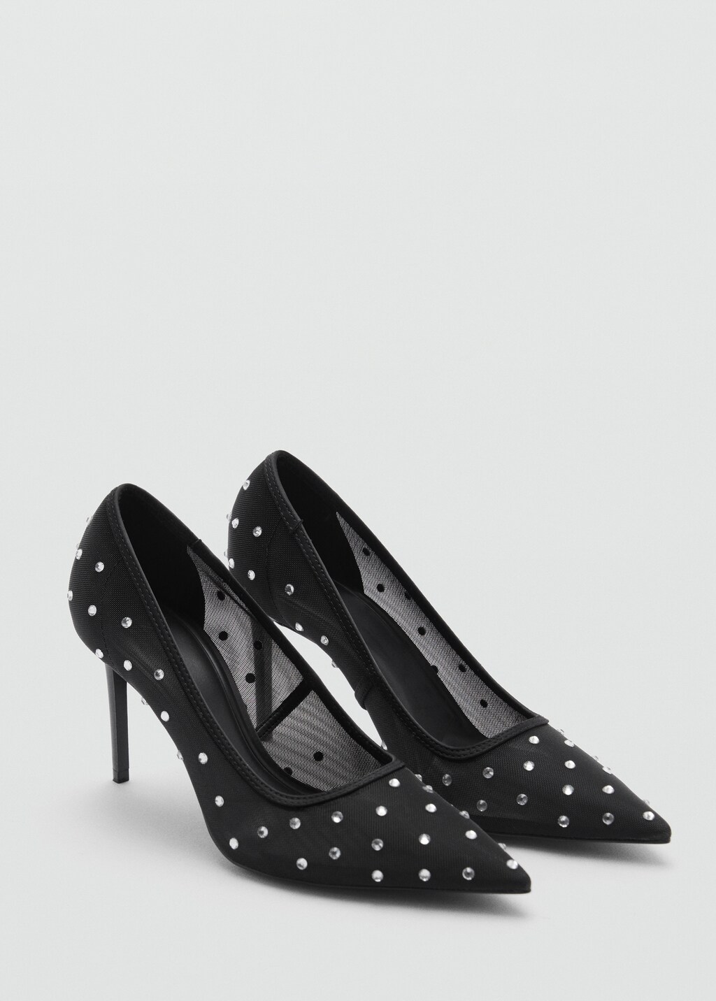 Glitter mesh heeled shoes - Black