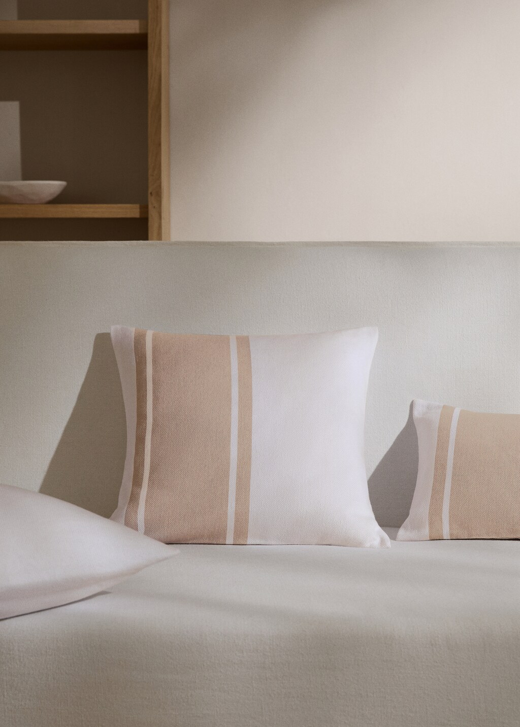 100% cotton striped cushion cover 45x45cm - Off White