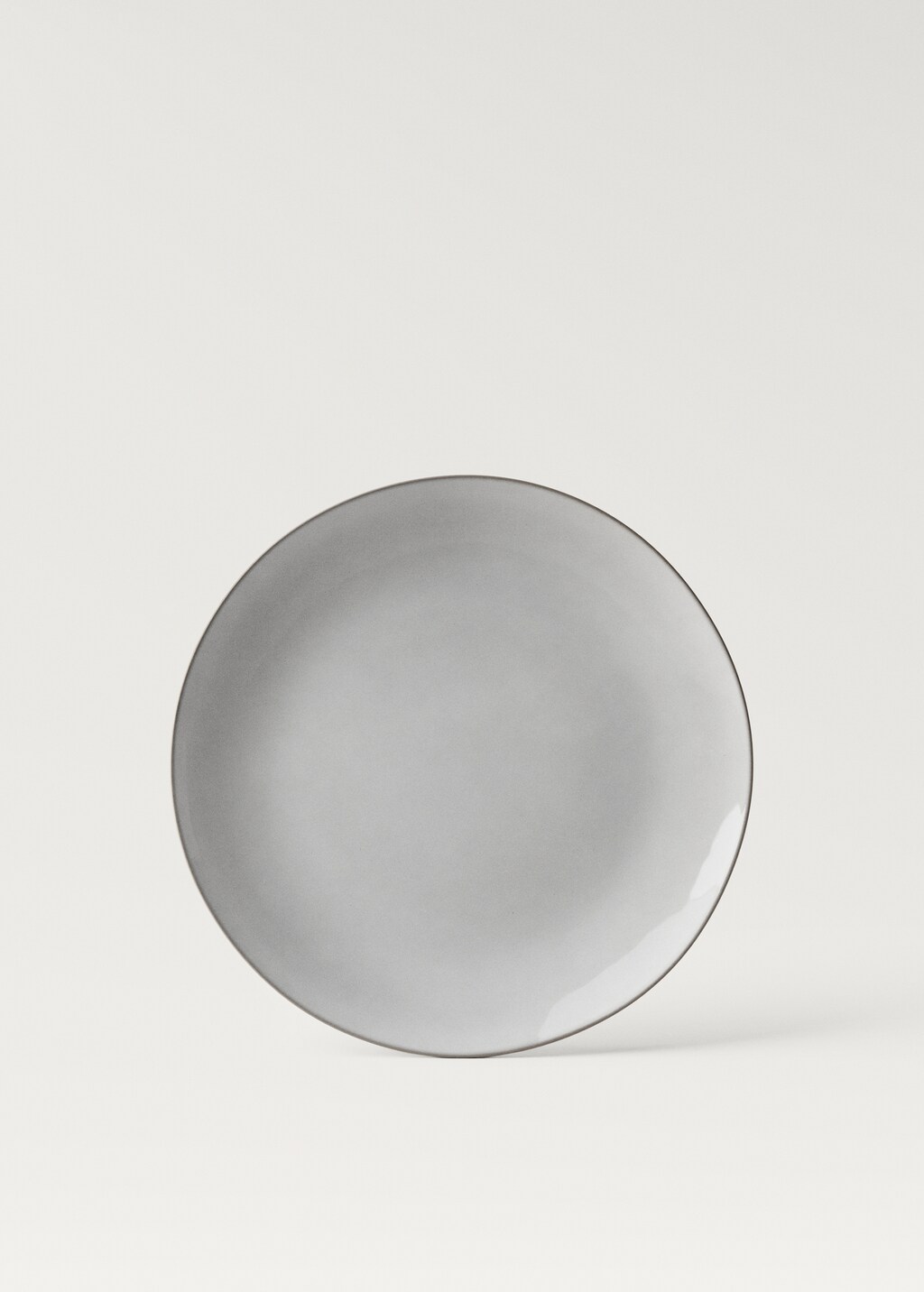 Flat stoneware plate with contrasting rim - White