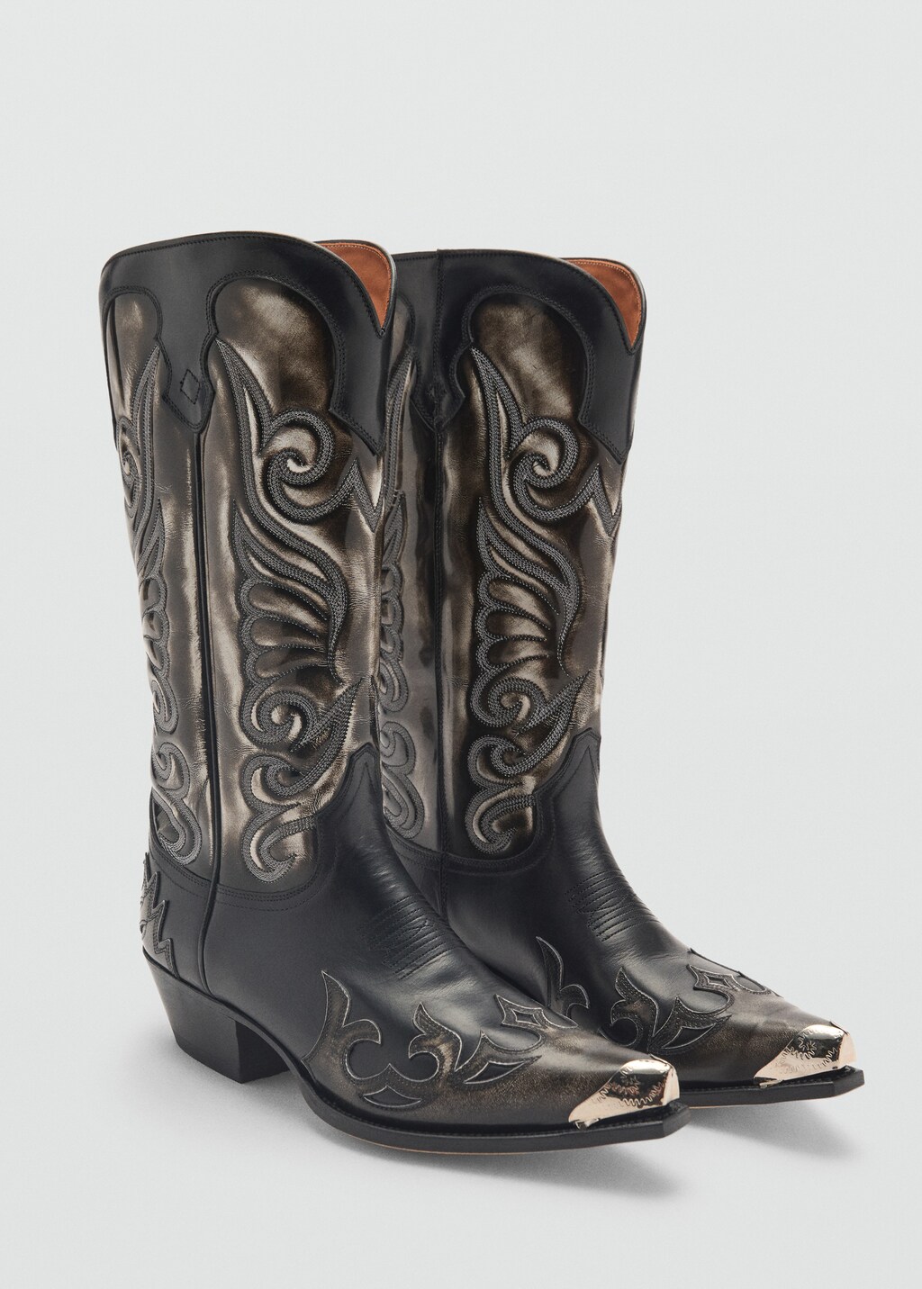 Two-tone leather cowboy boots - Brown