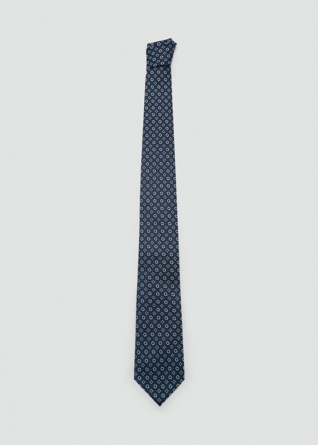 Geometric patterned silk tie - Dark Navy
