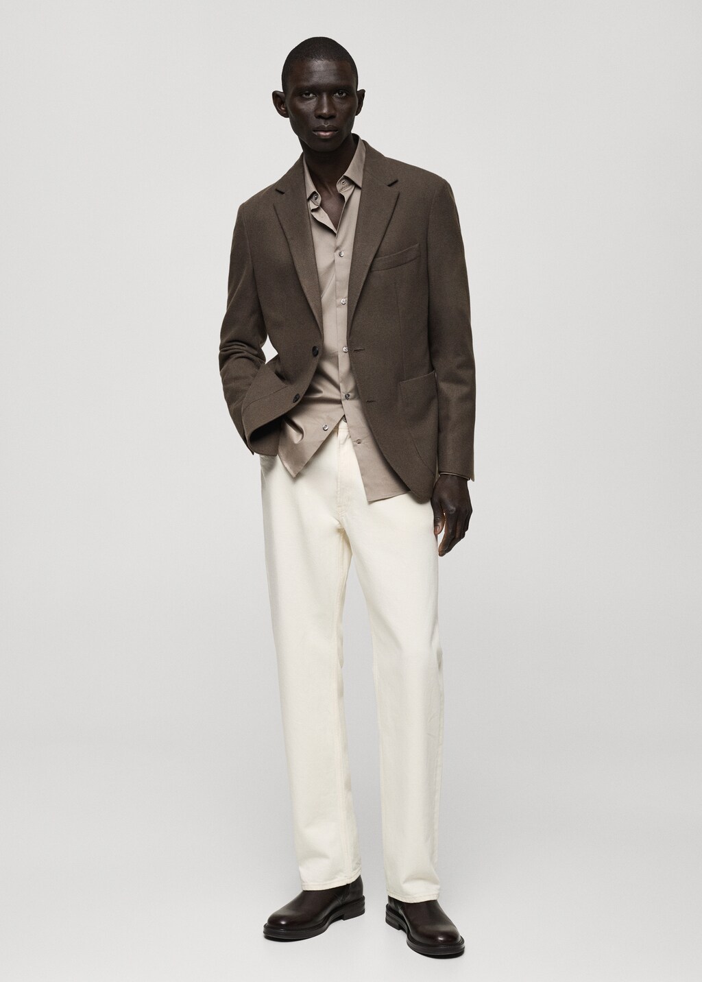 Slim fit wool blend blazer - Blue