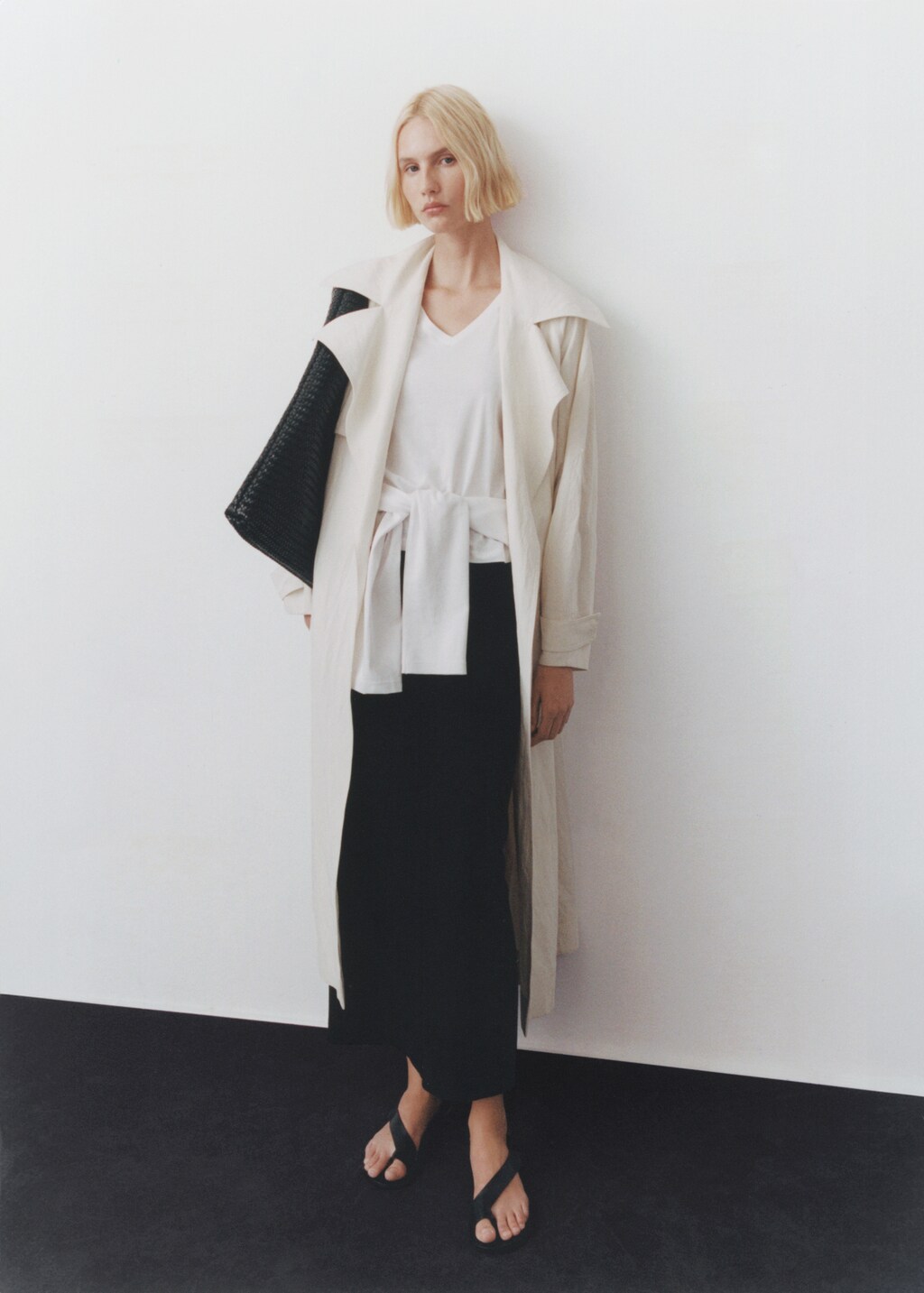 V-neck cotton T-shirt - Beige