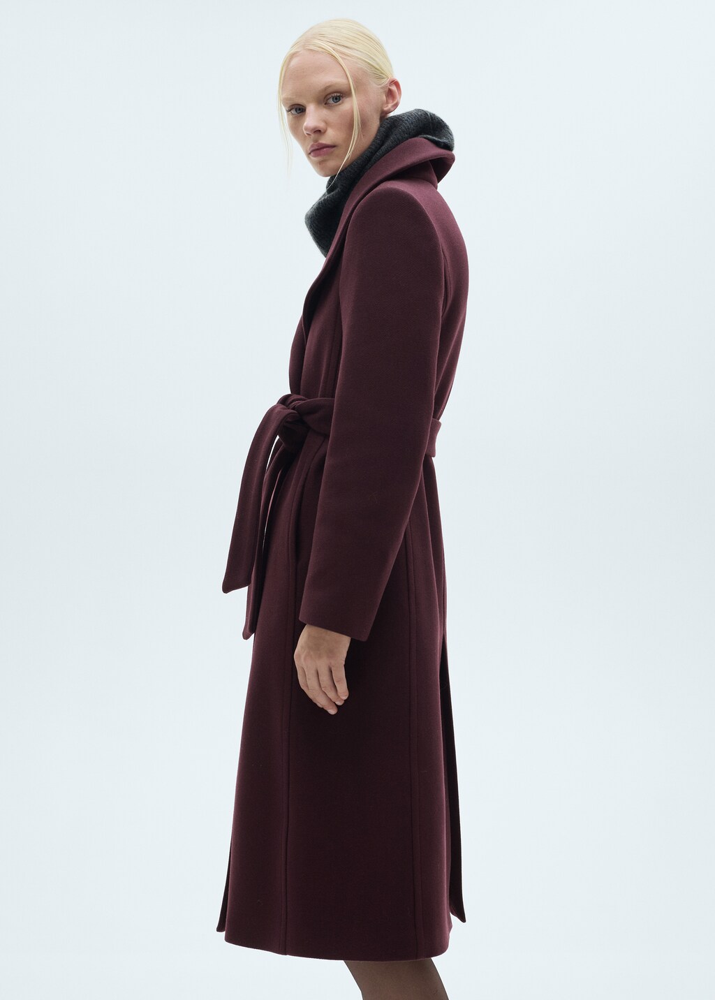 Manteco wool coat with belt - Maroon