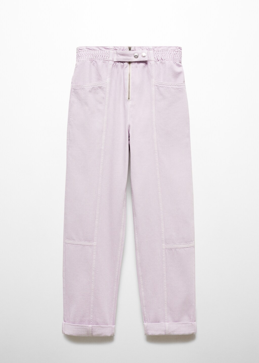 Slouchy jeans with elastic waist - Ecru