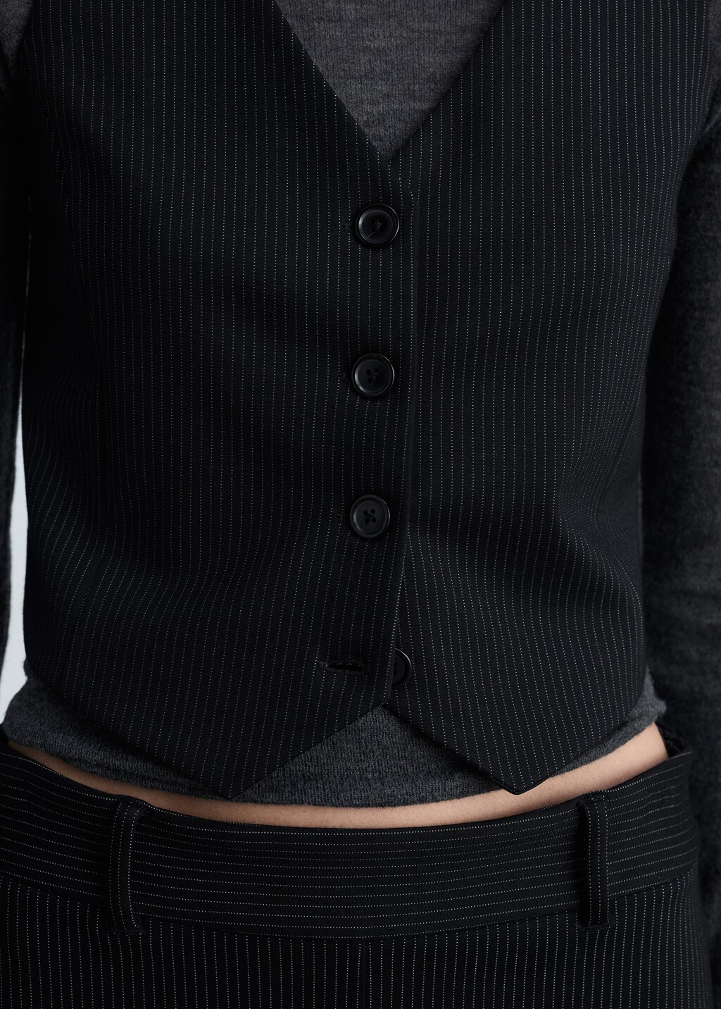 Pinstriped suit waistcoat - Black