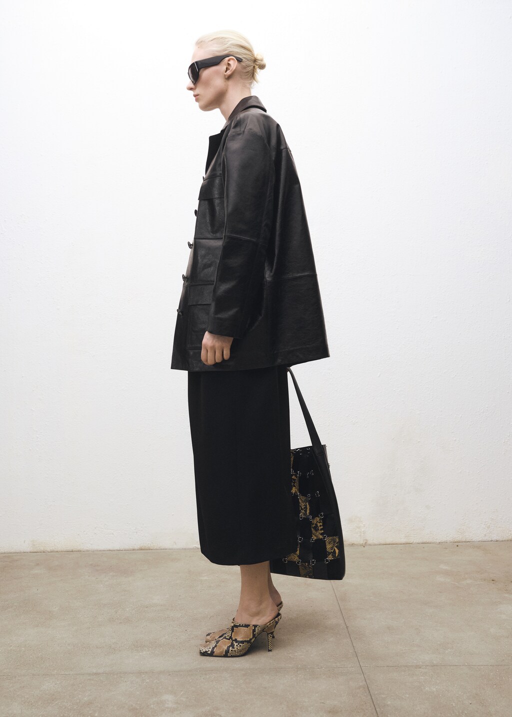Straight gathered skirt - Black