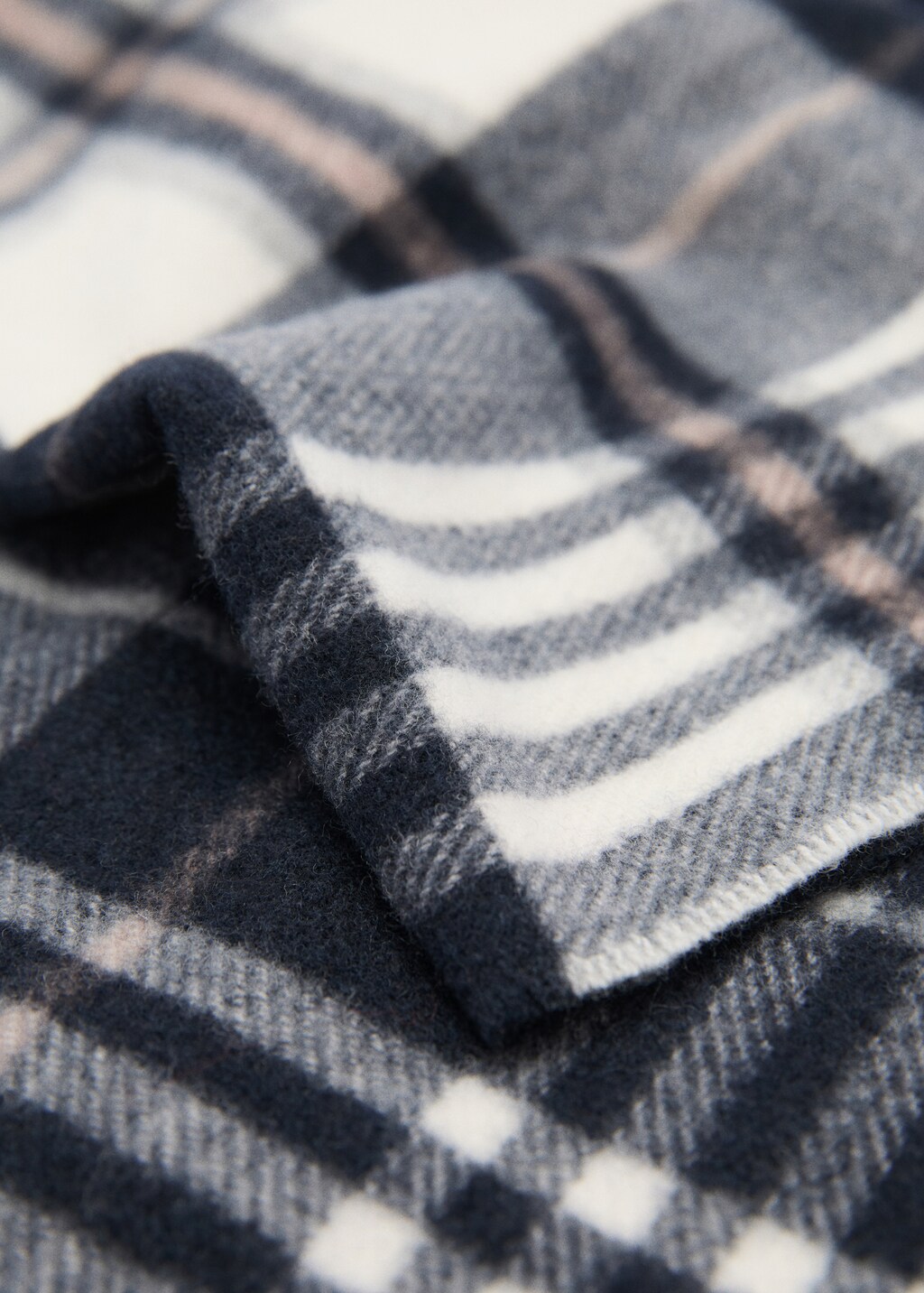 Check fringed scarf - Grey