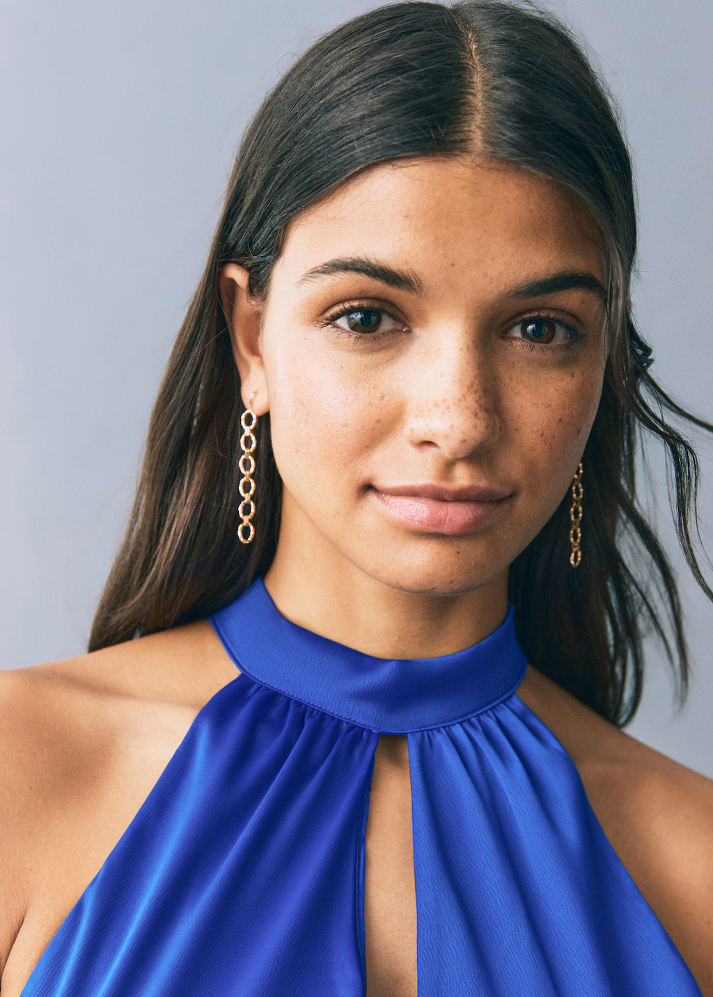 Long halter-neck dress - Vibrant blue