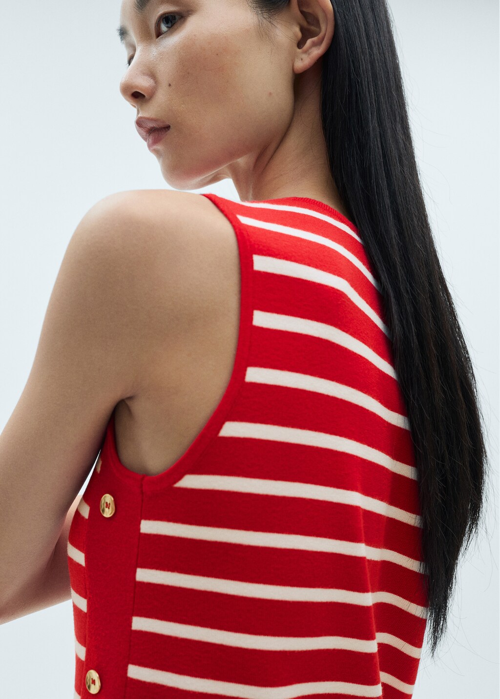 Striped dress with metallic buttons - Black