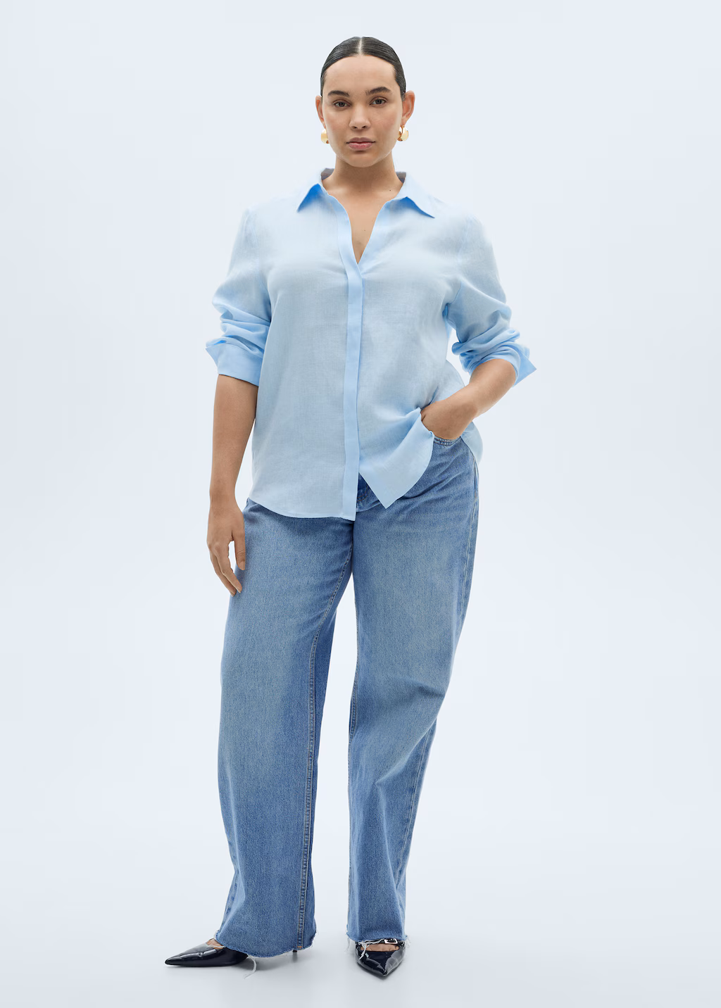 Regular-fit linen shirt - Black