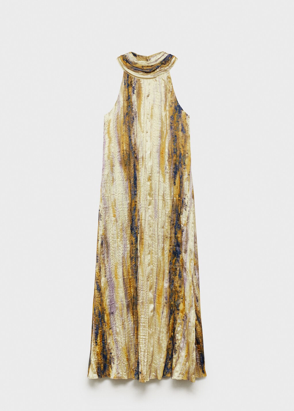 Long satin textured dress - Pastel Yellow