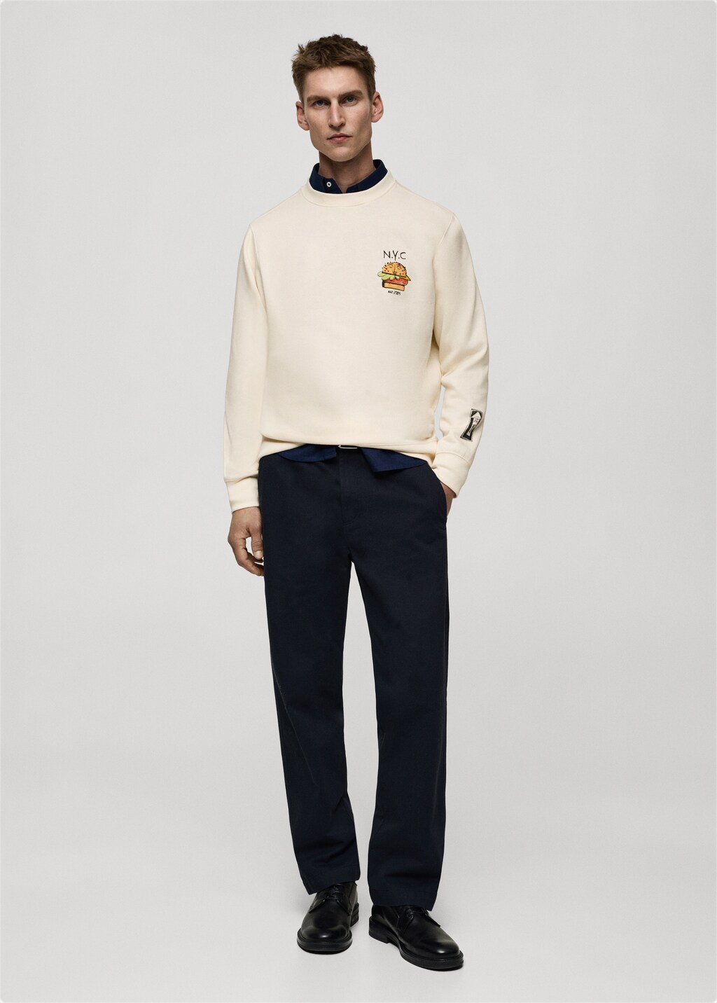 Graphic-print cotton sweatshirt - Ecru