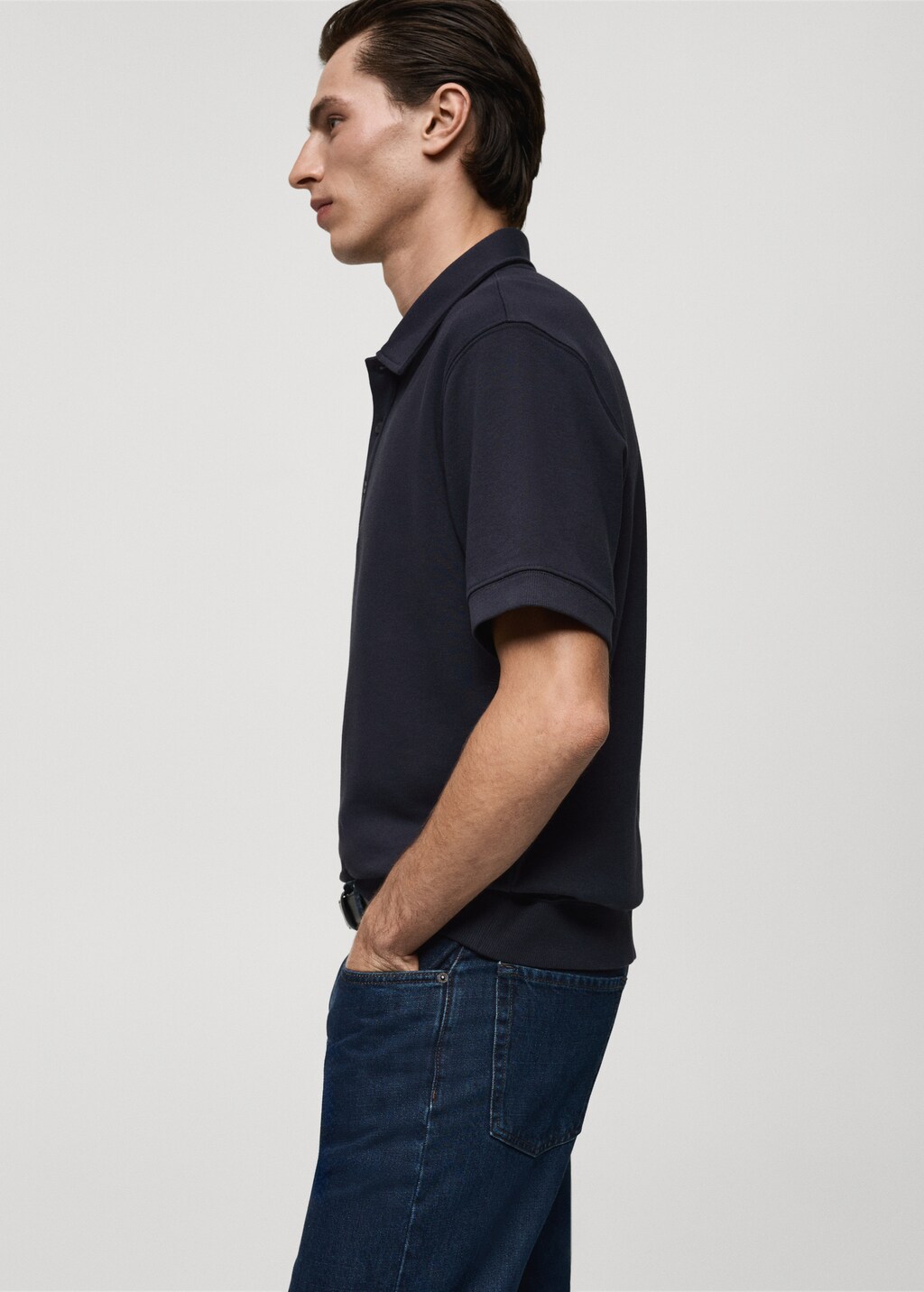 Regular-fit cotton polo shirt - Dark Navy