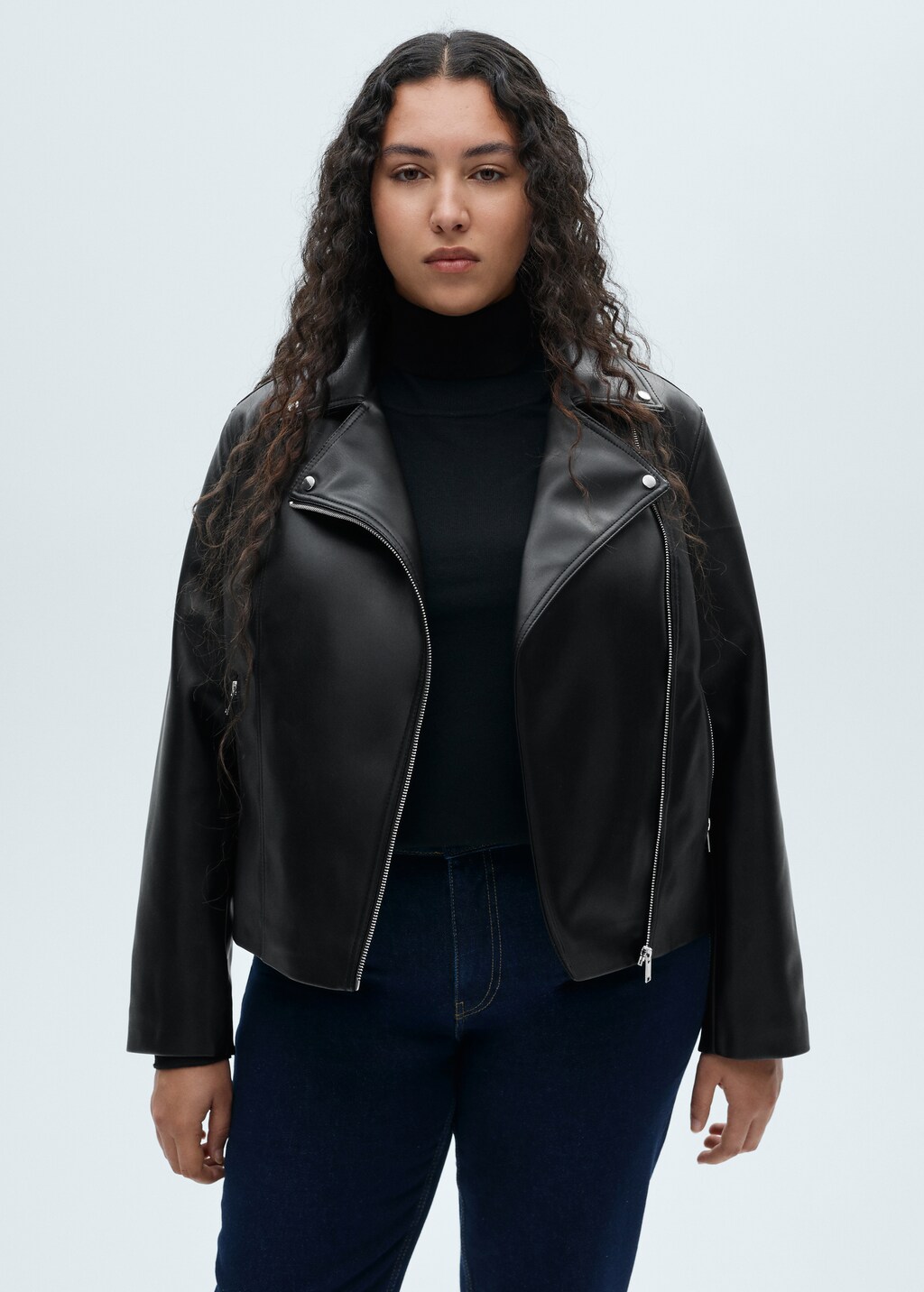 Leather-effect biker jacket - Black