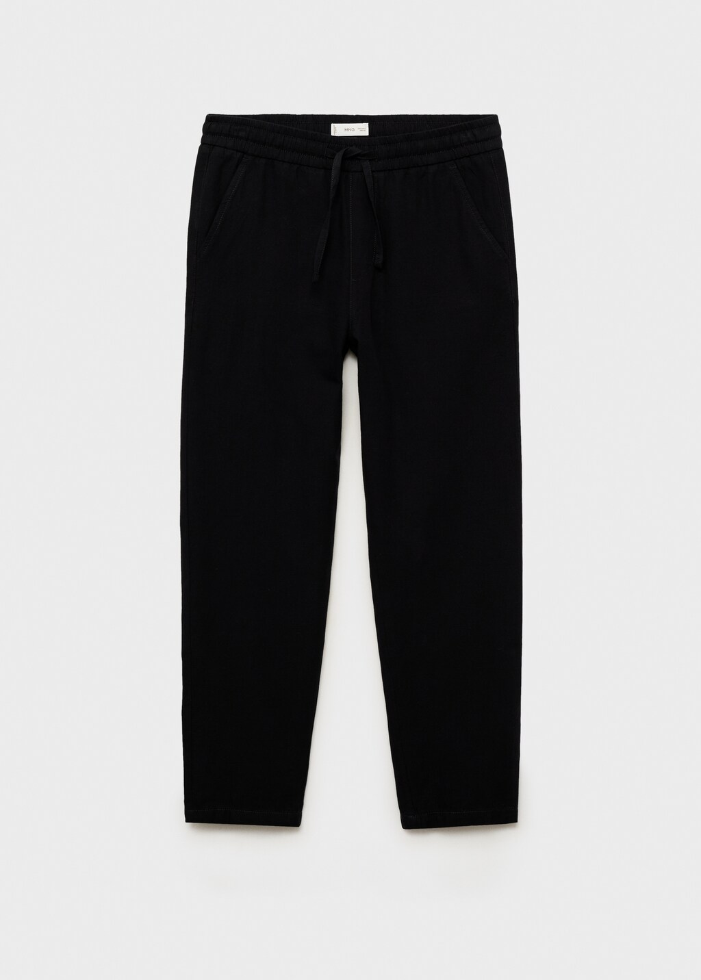 Cotton-linen jogger trousers - Black