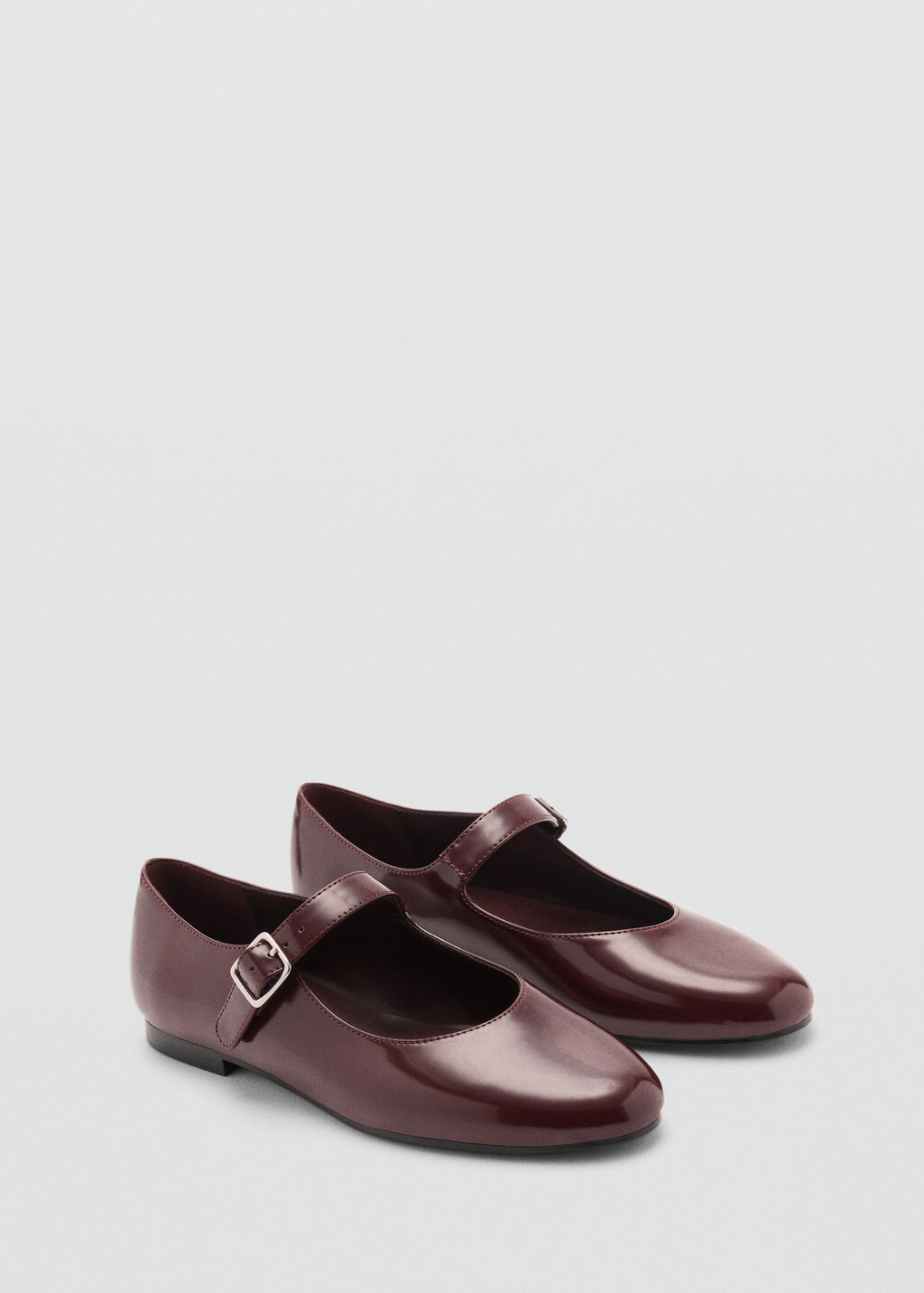 Patent leather-effect ballet flats - Burgundy