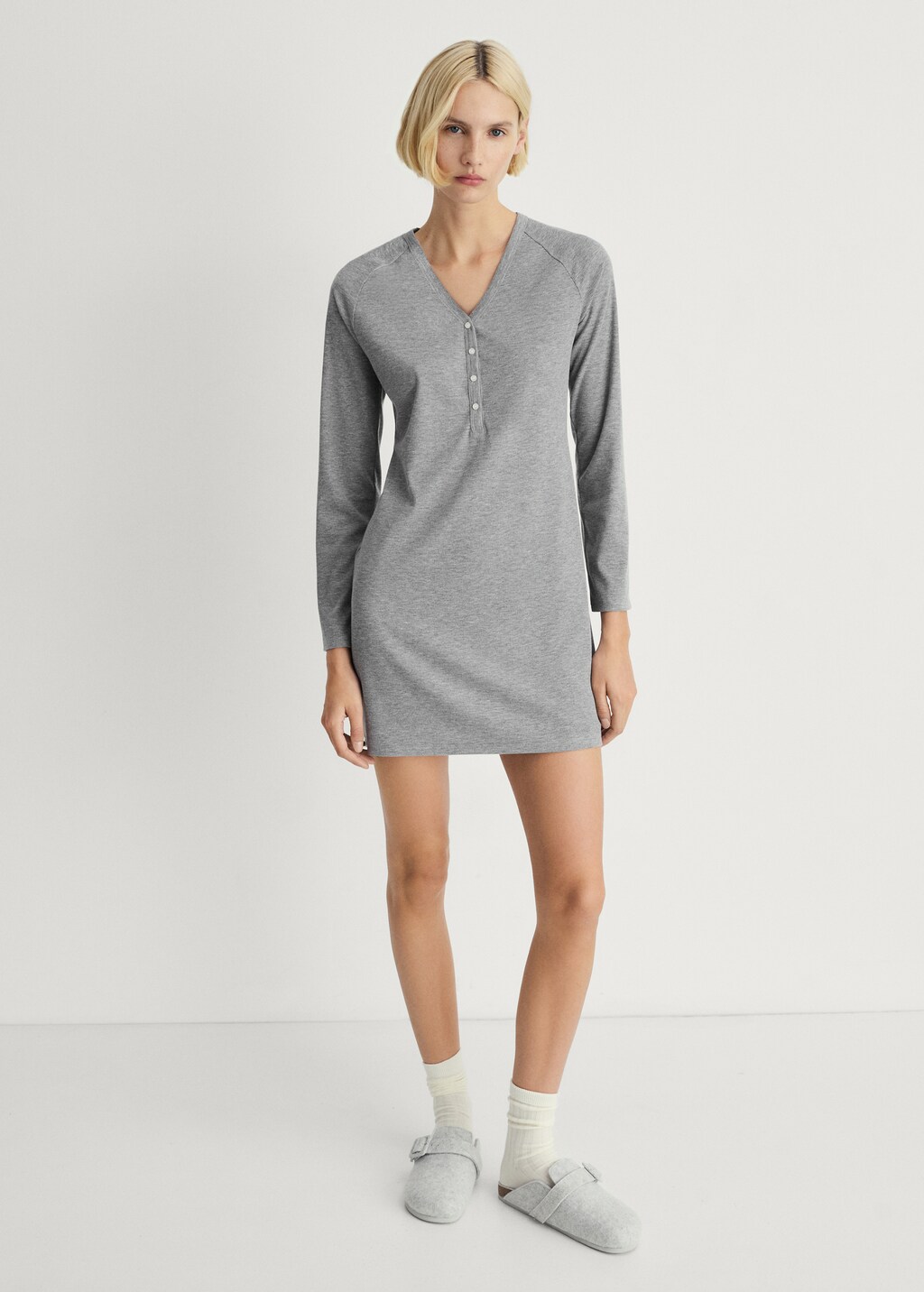 Rib-knit nightgown - Vanilla