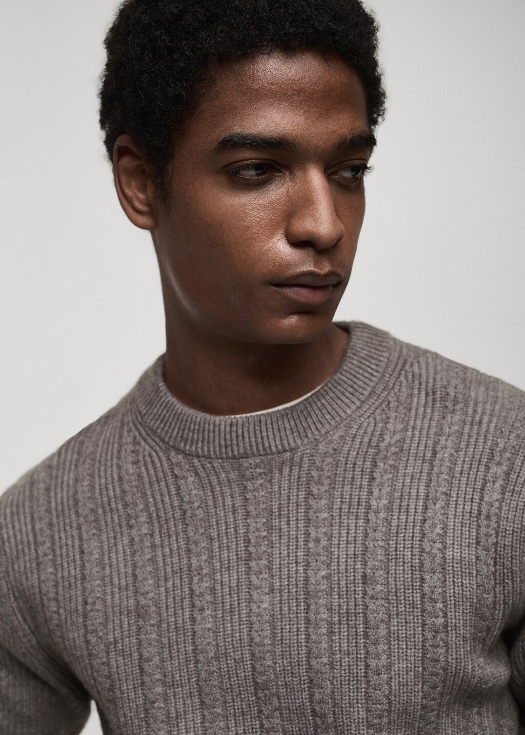 Combined knitted sweater - Grey