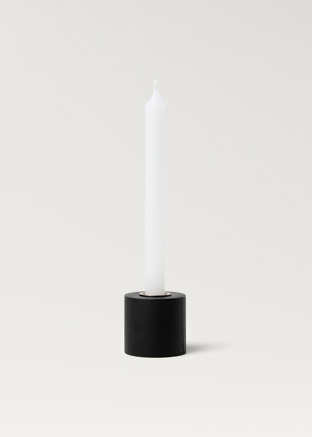 Cylindrical wooden candleholder - Black