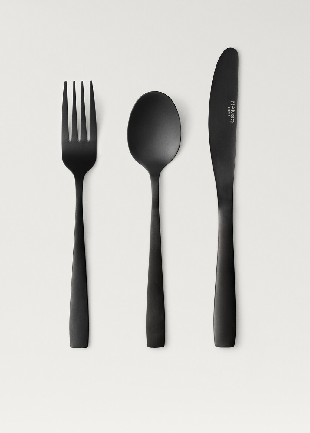 3-piece matte finish steel cutlery set - Black