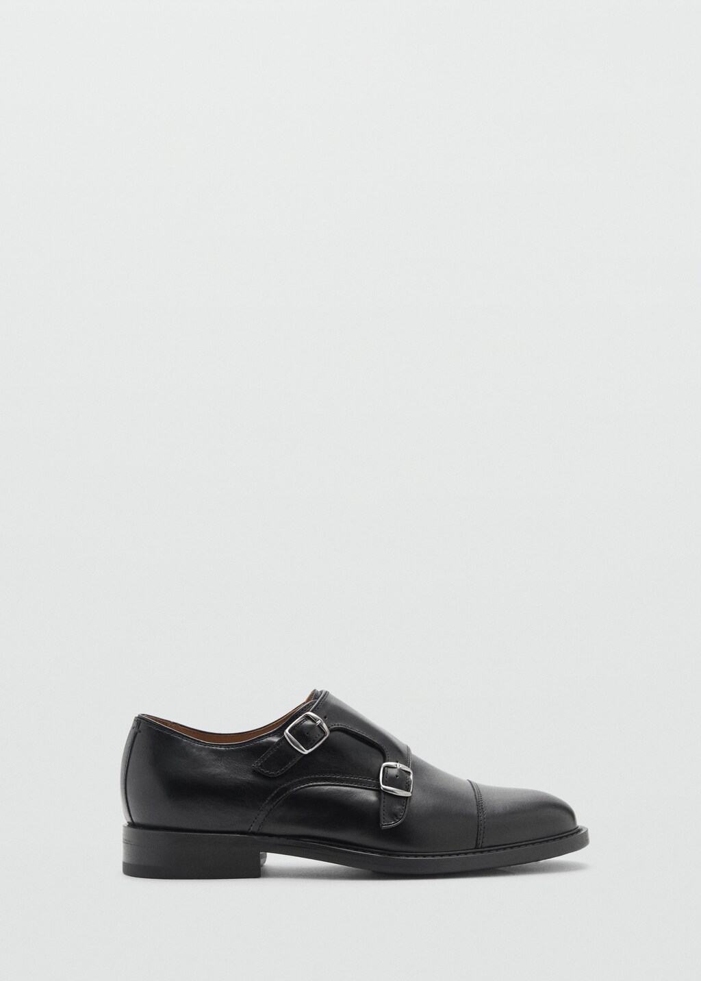Double buckle leather shoe - Black