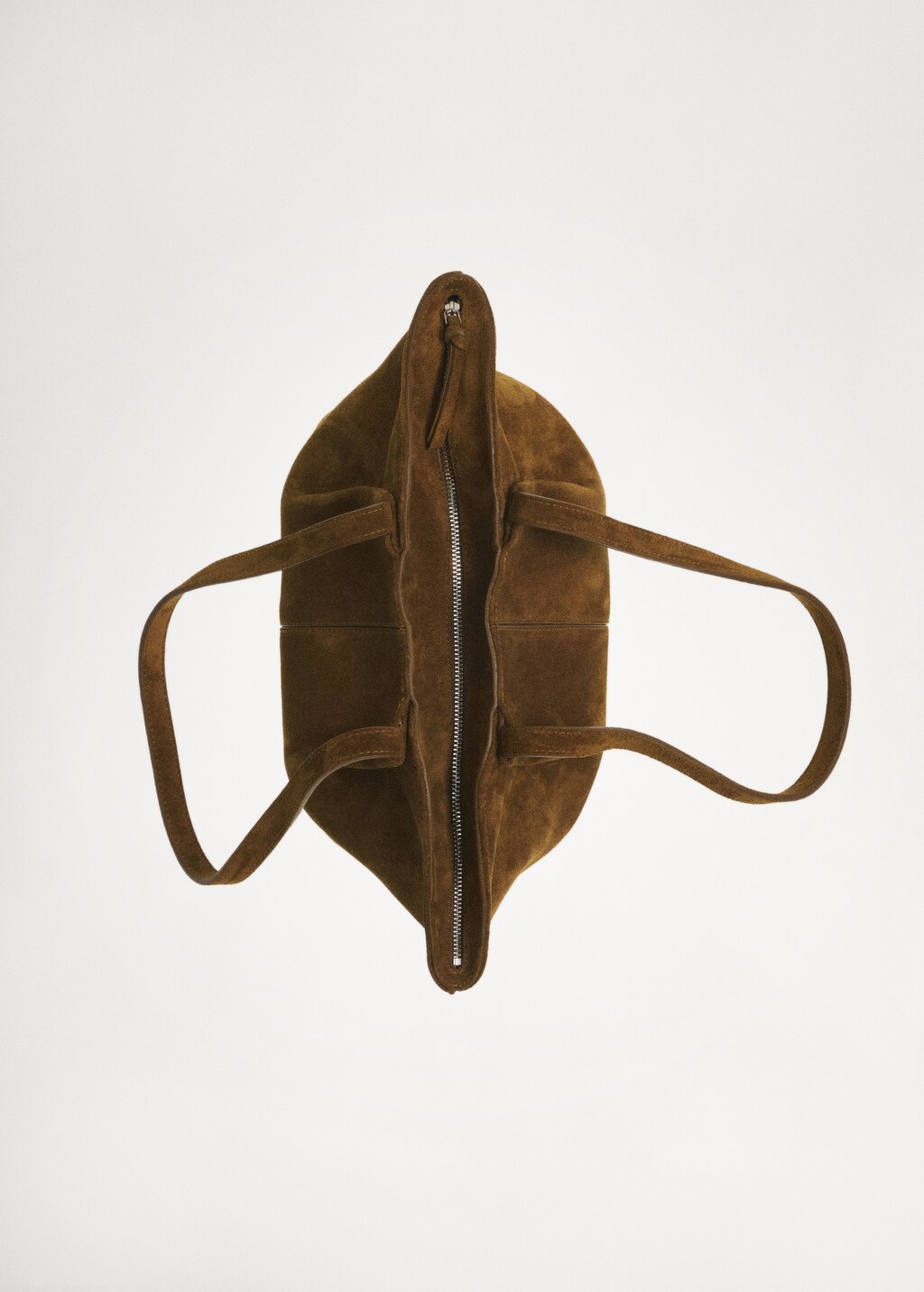 Double handle suede bag - Chocolate
