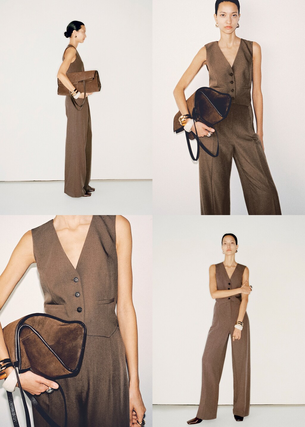 Long suit-style jumpsuit - Brown