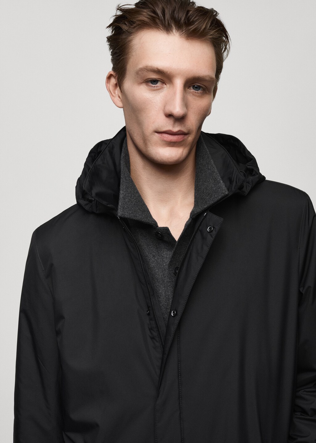 Water-repellent quilted parka - Black