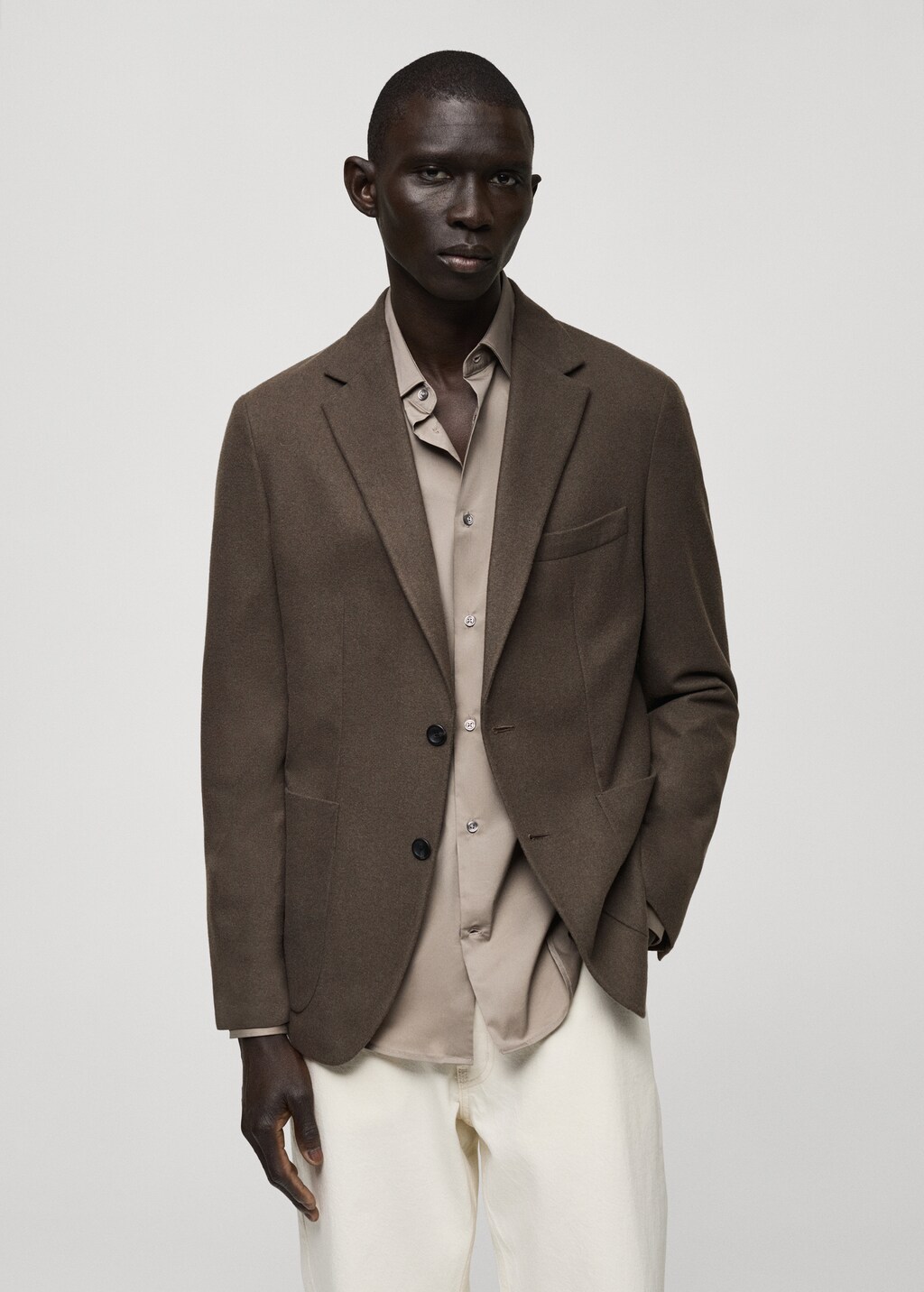 Slim fit wool blend blazer - Blue