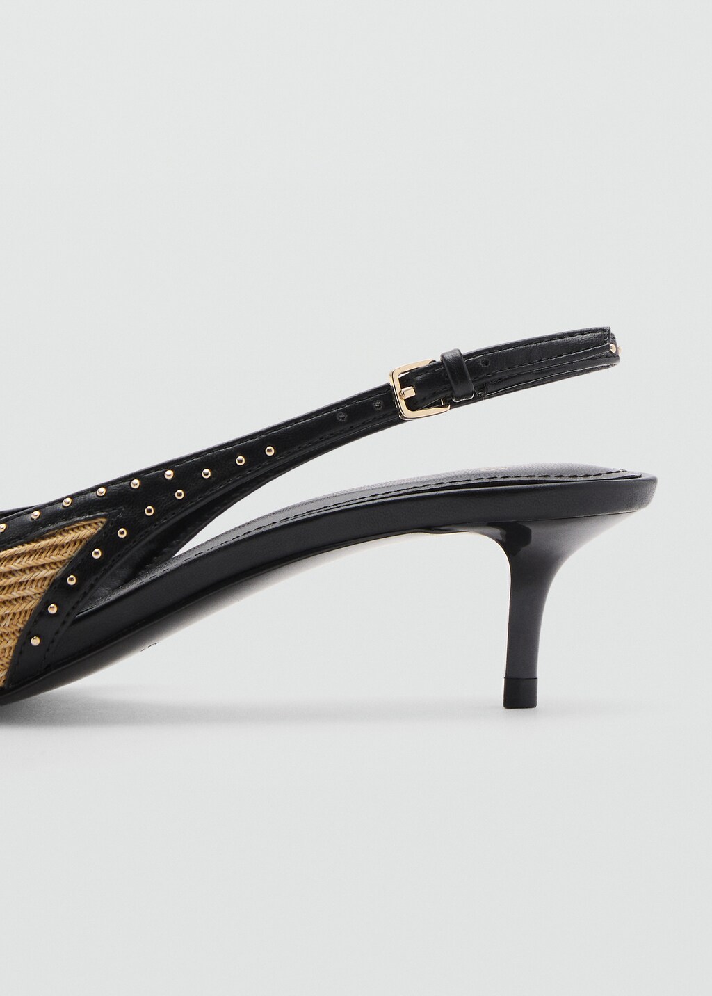 Natural fibre kitten-heel shoes - Black