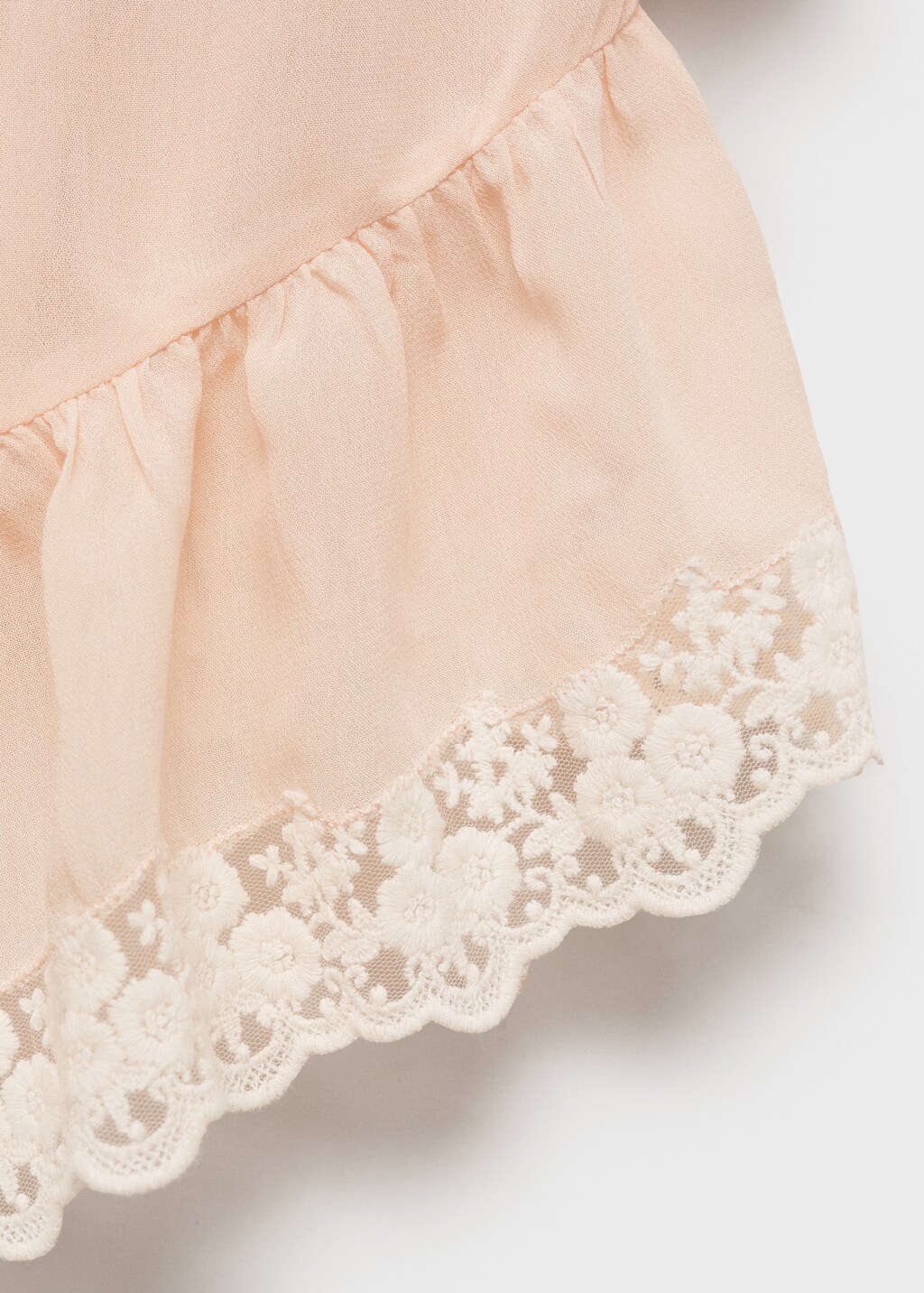 Ruffle top with lace detail - Pastel Pink
