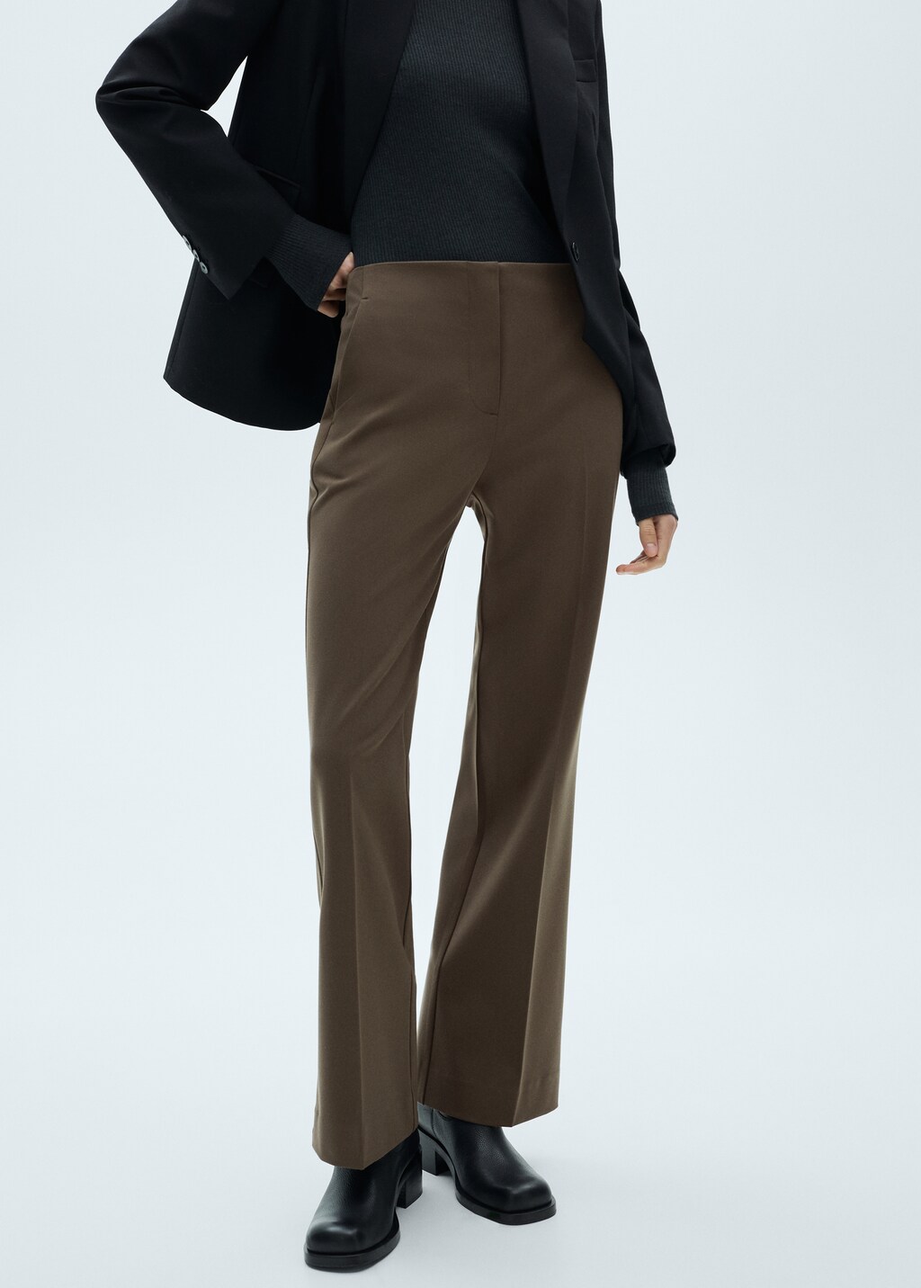 Mid-rise flare trousers - Beige
