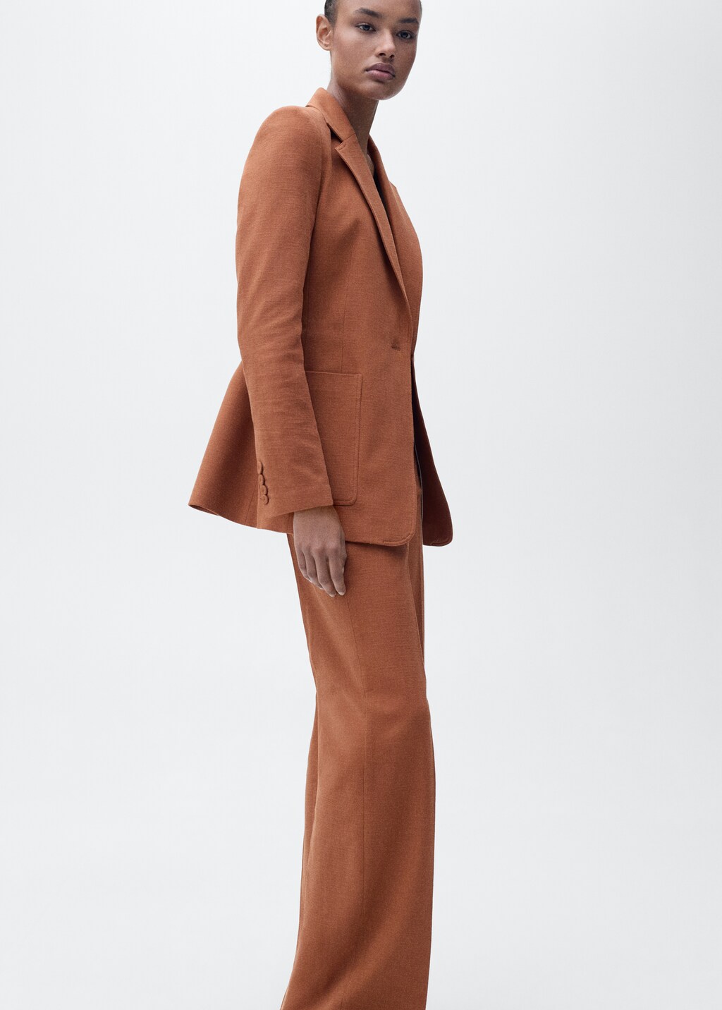 Cotton and linen-blend suit trousers - Caramel