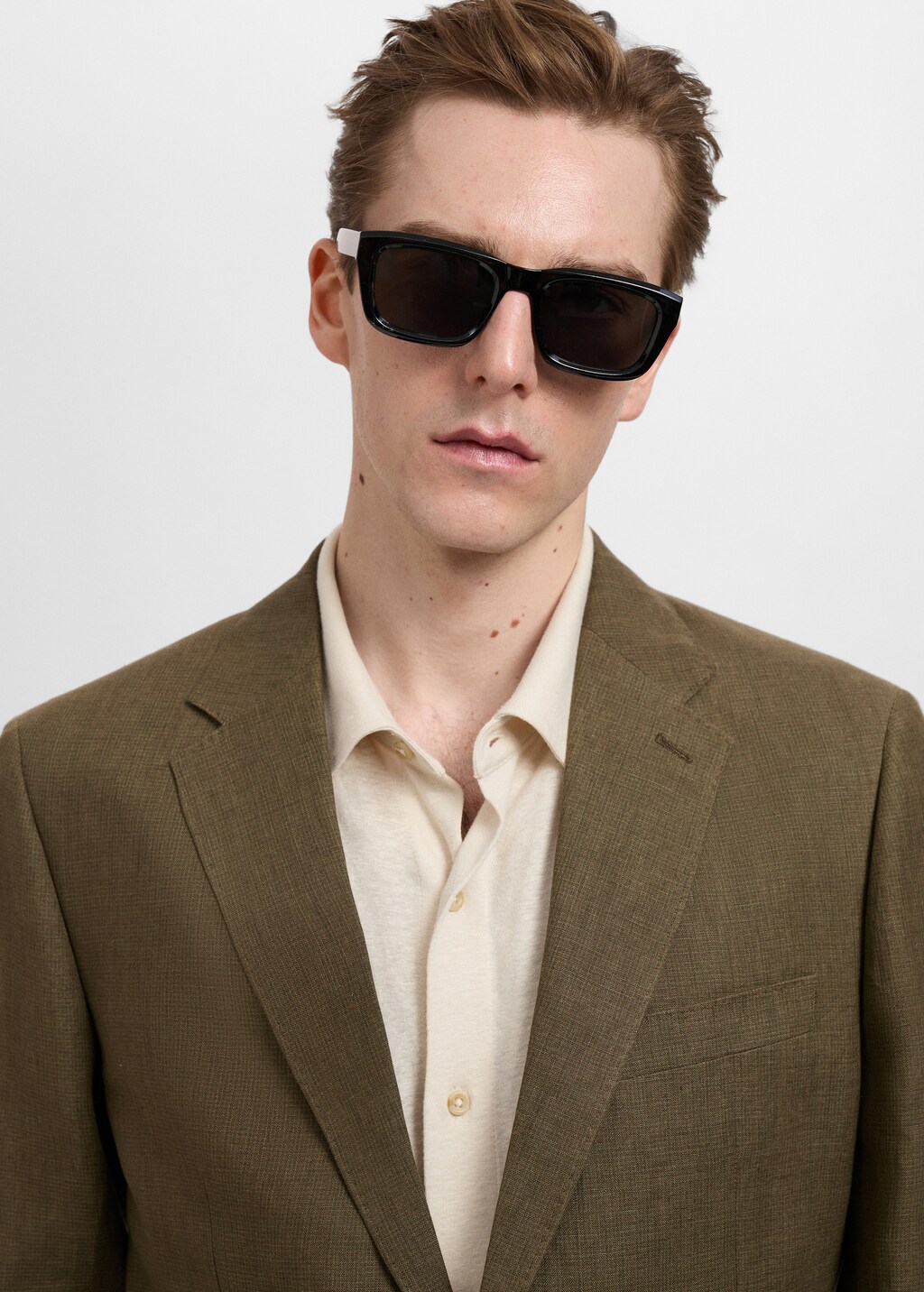 100% linen slim-fit suit jacket - Dark Navy