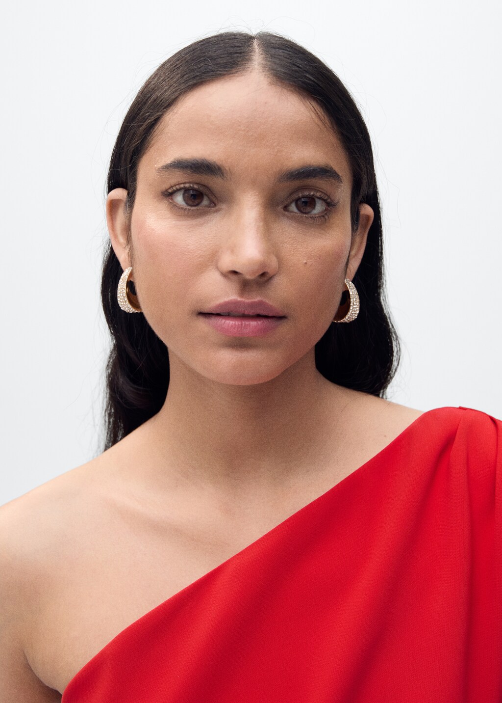 Asymmetrical flared-sleeve jumpsuit - Red