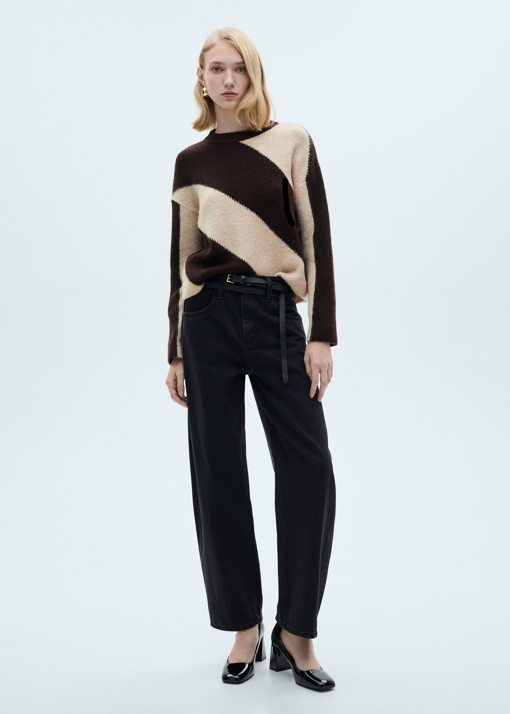 Knit striped sweater - Black