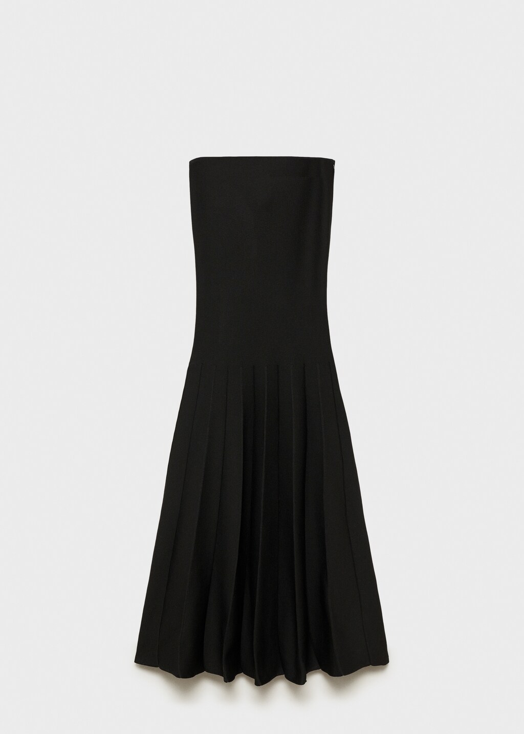 Strapless flared knitted dress - Black