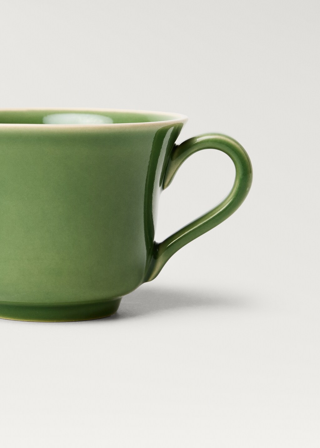 Cup with wavy stoneware saucer - Ochre