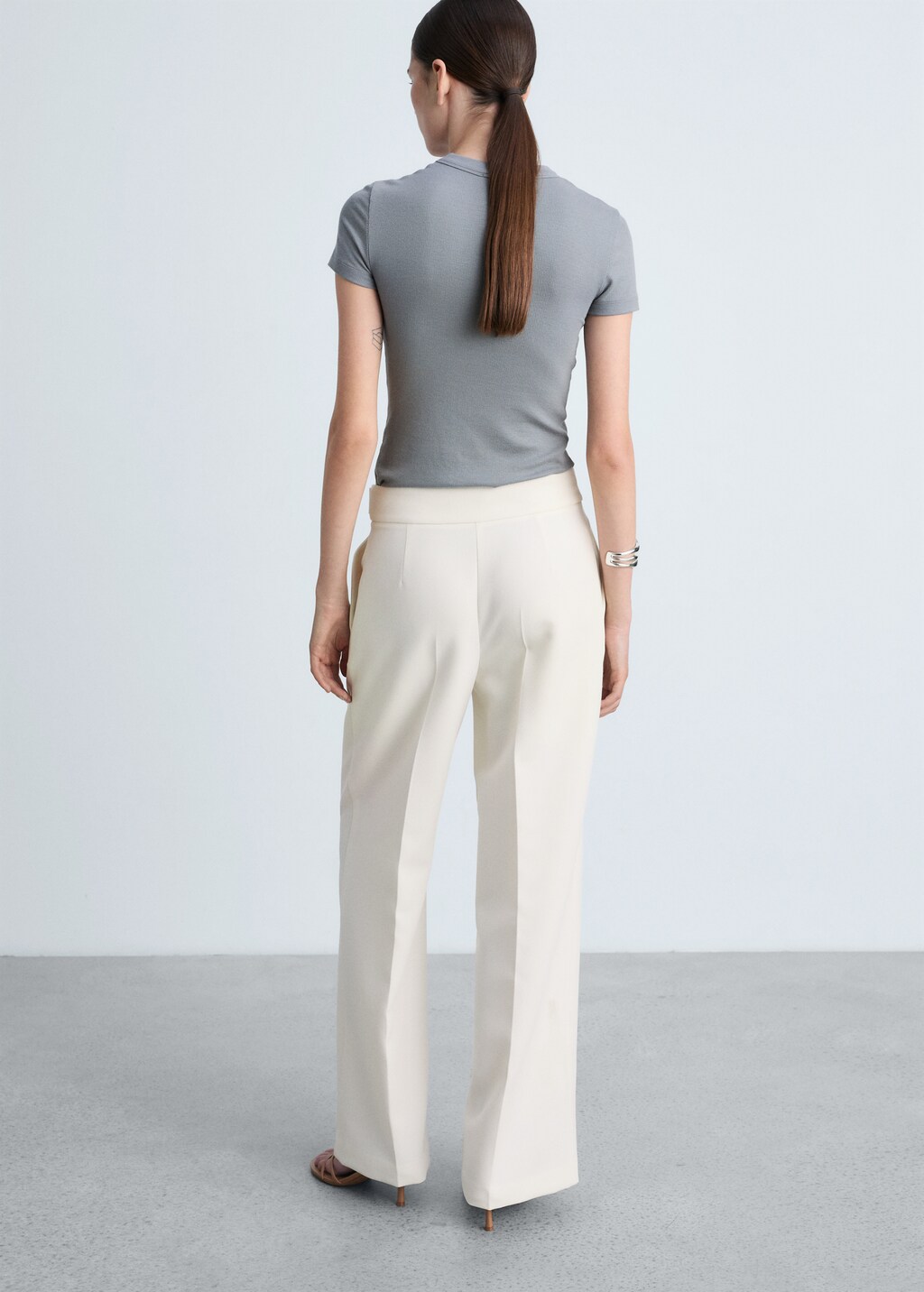 Belt straight-fit trousers - Ecru