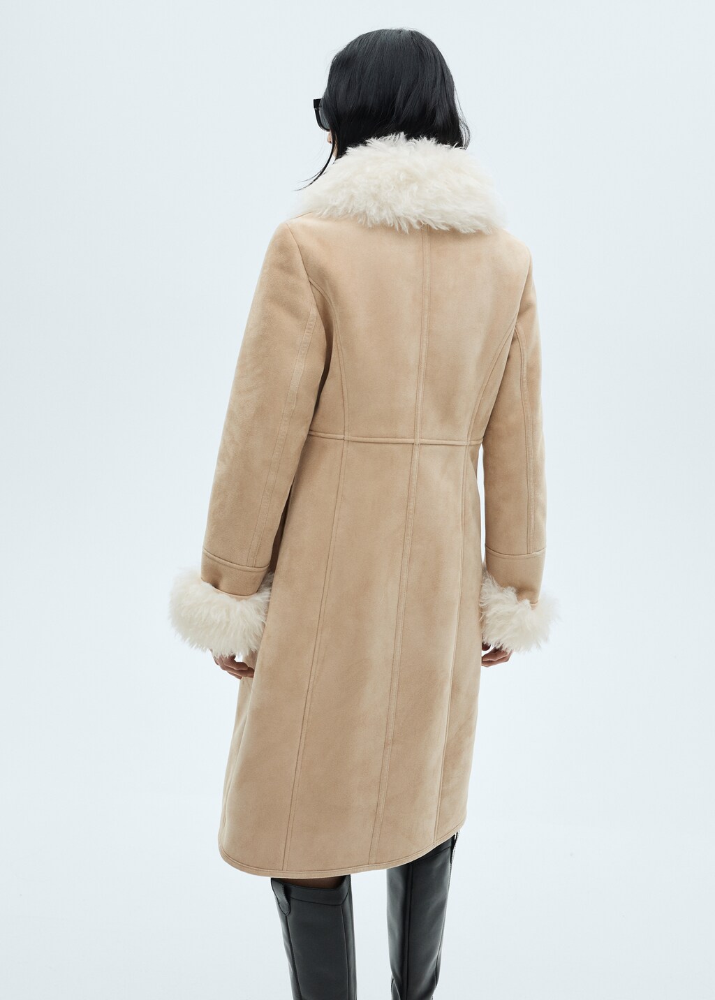 Shearling-lined coat - Beige