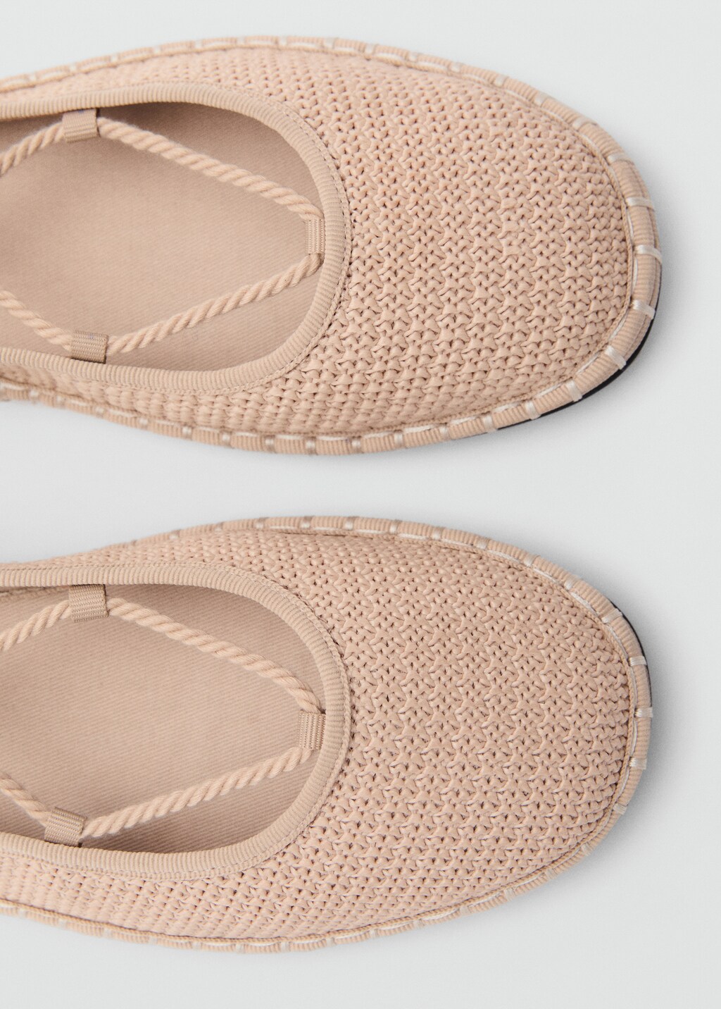 Knitted lace-up ballet flats - Beige