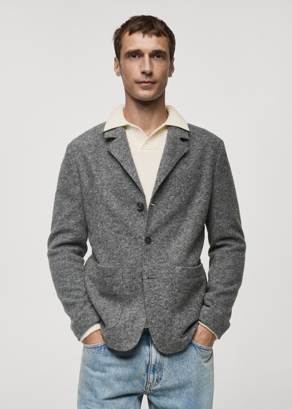 Slim fit flecked wool blazer - Grey