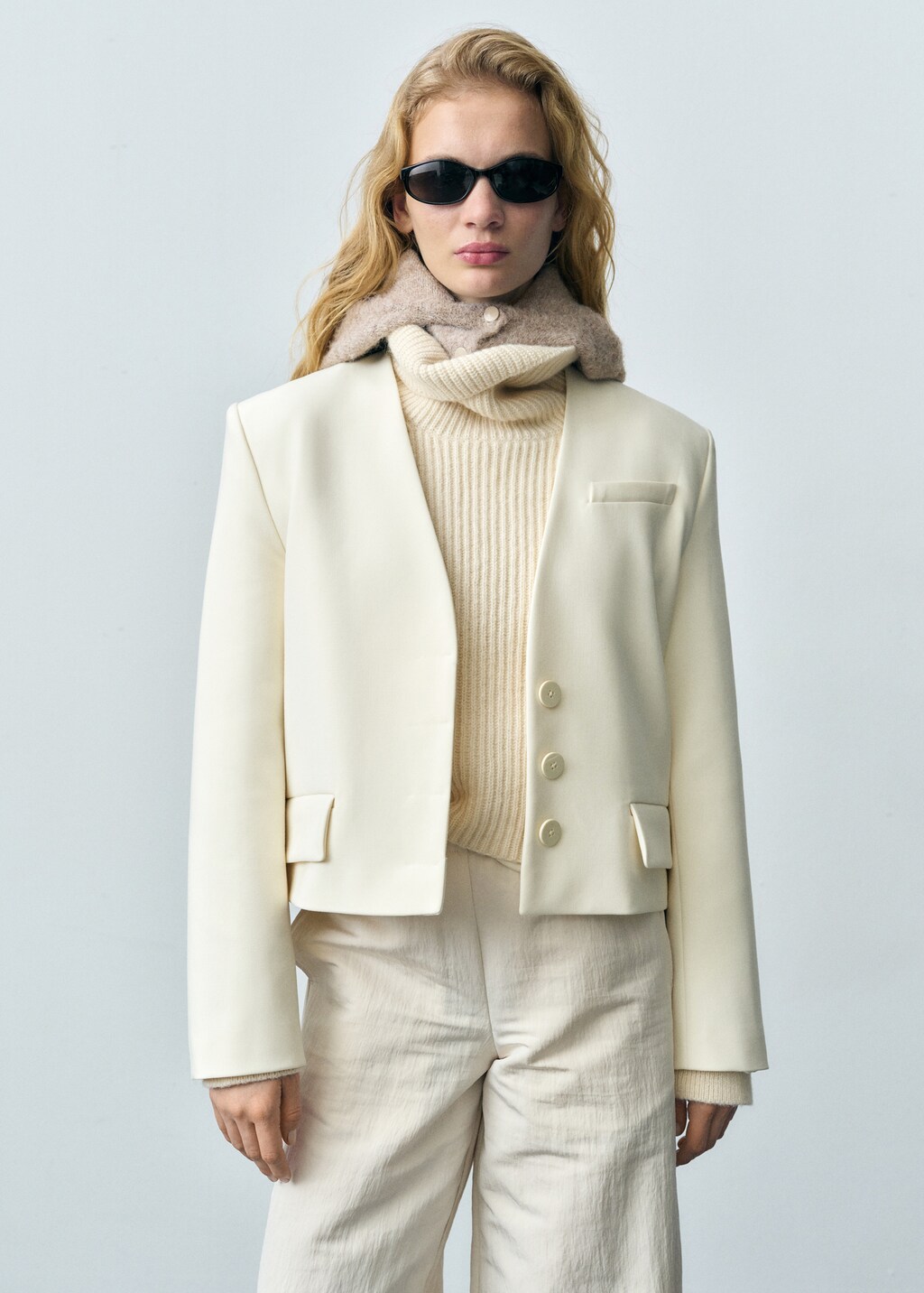 Structured cropped jacket - Off White