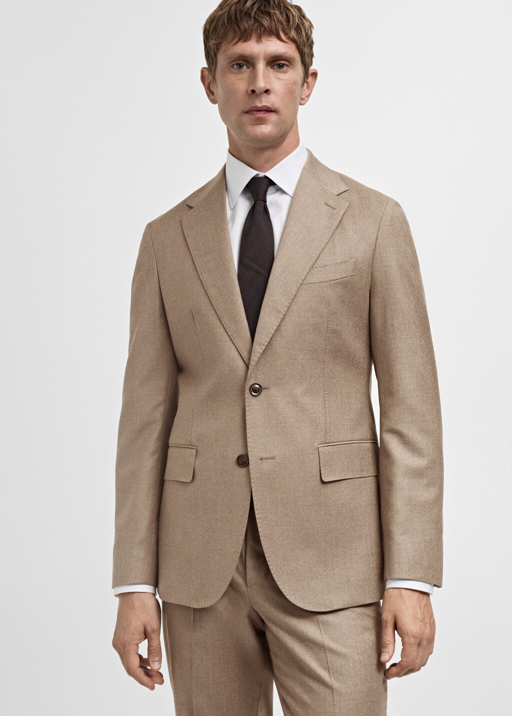 Italian 100% virgin wool flannel suit jacket - Dark Navy